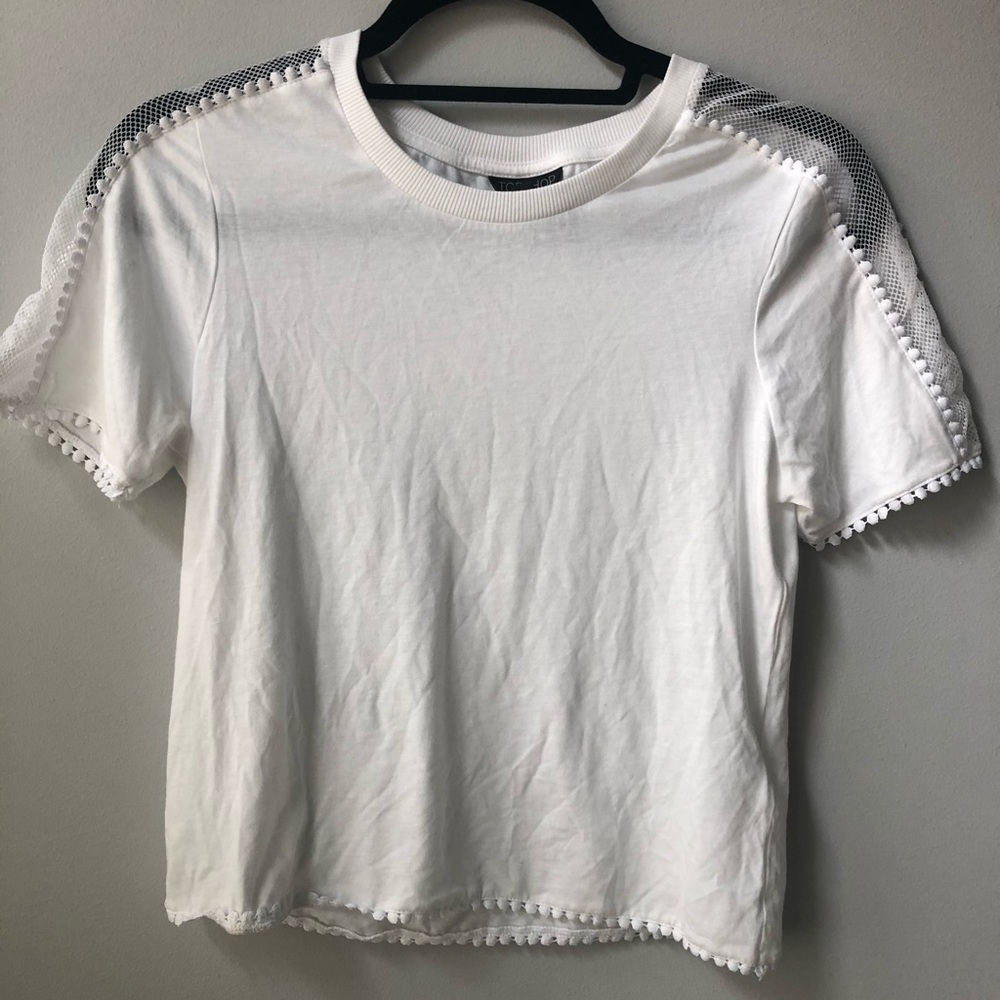 Topshop White Shirt with Mesh Detail size 4